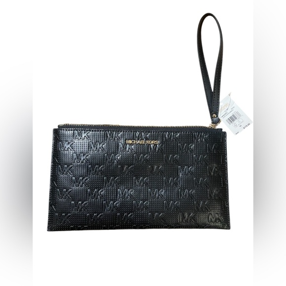 MICHAEL KORS Women's Jet Set LG Zip CLUTCH Wrist-let Wallet Leather Black NWT - Picture 1 of 6